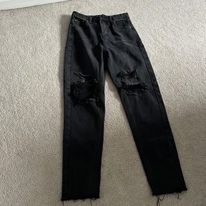 black ripped jeans